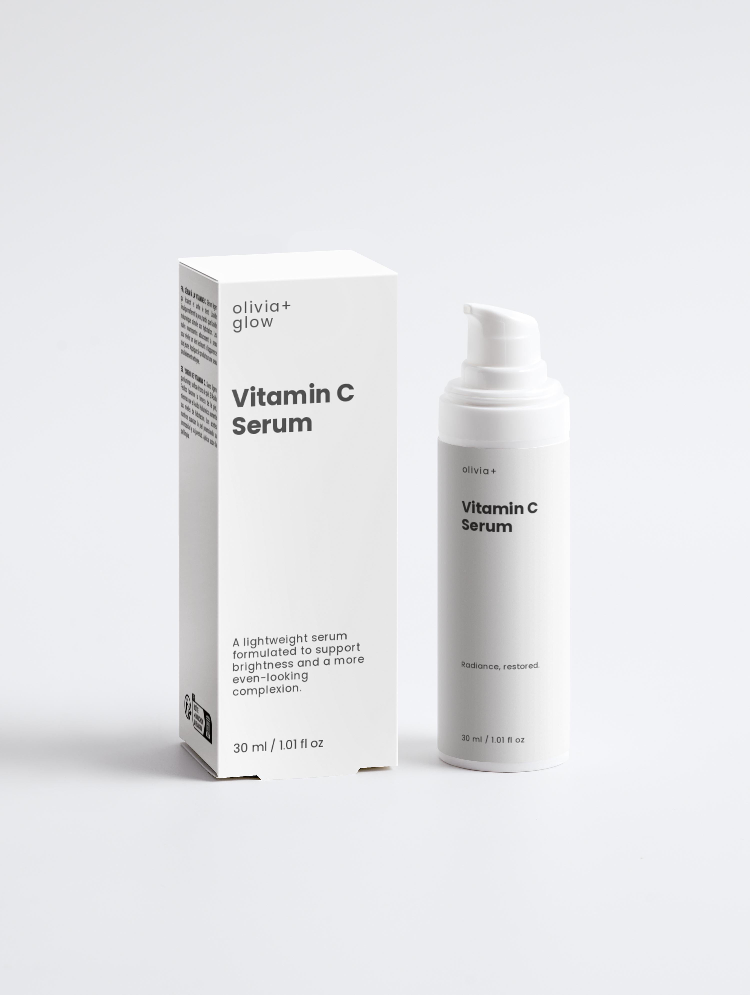 Vitamin C serum packaging with box on a white background