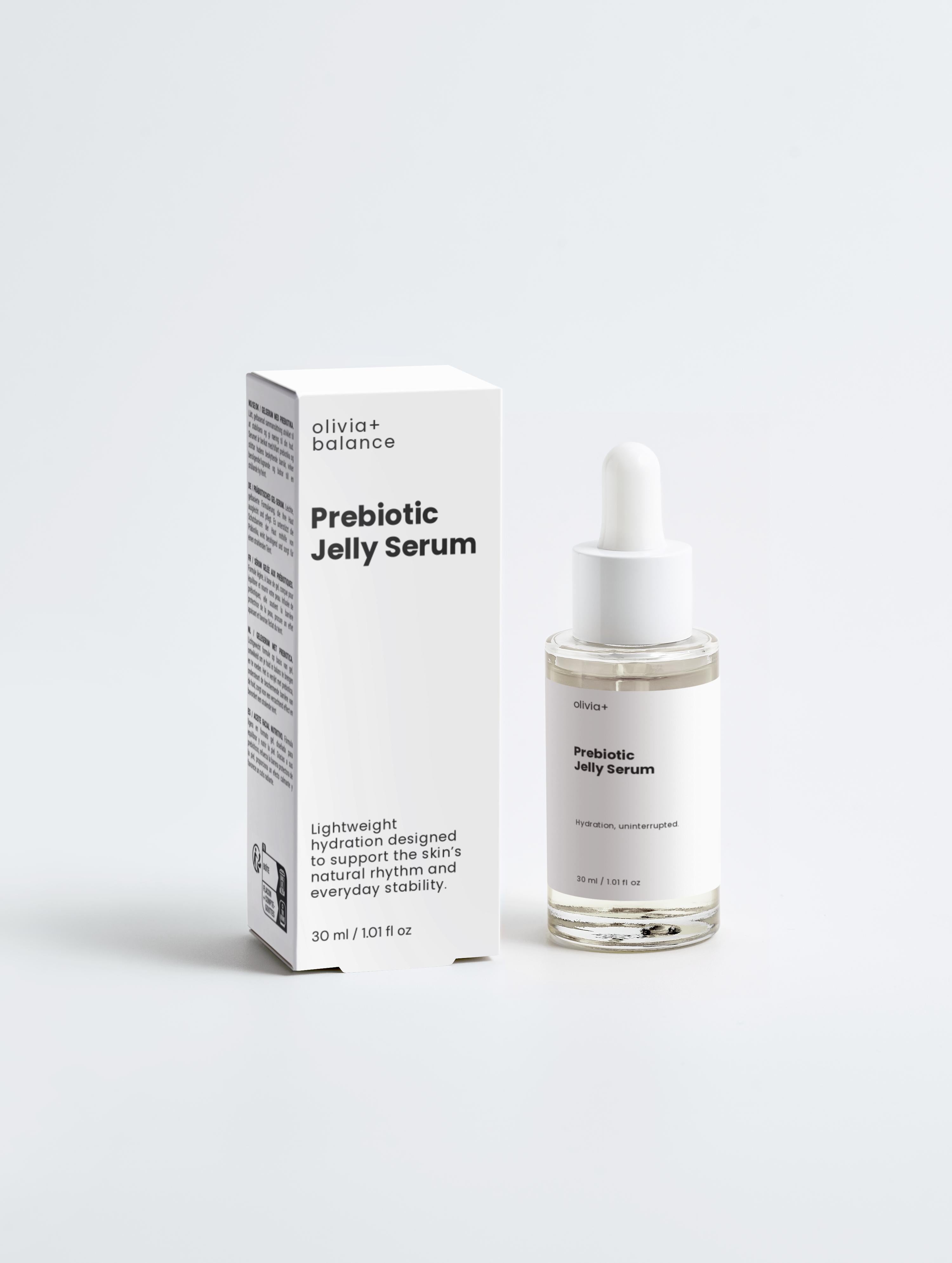 Prebiotic Jelly Serum bottle and packaging on a white background