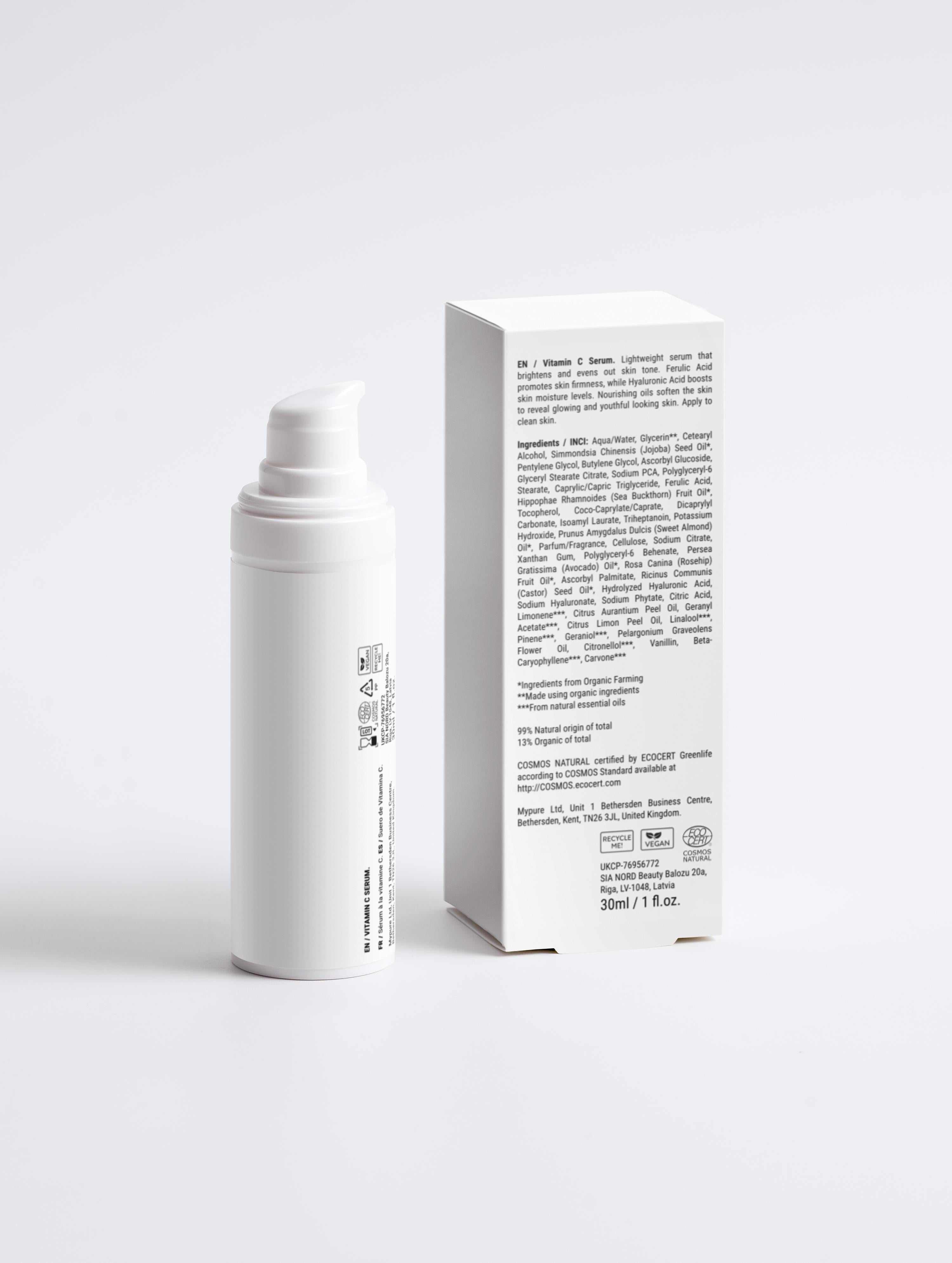 Skincare product with packaging on a white background