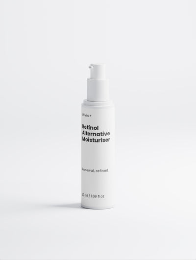 White bottle of Retinol Alternative Moisturizer on a white background