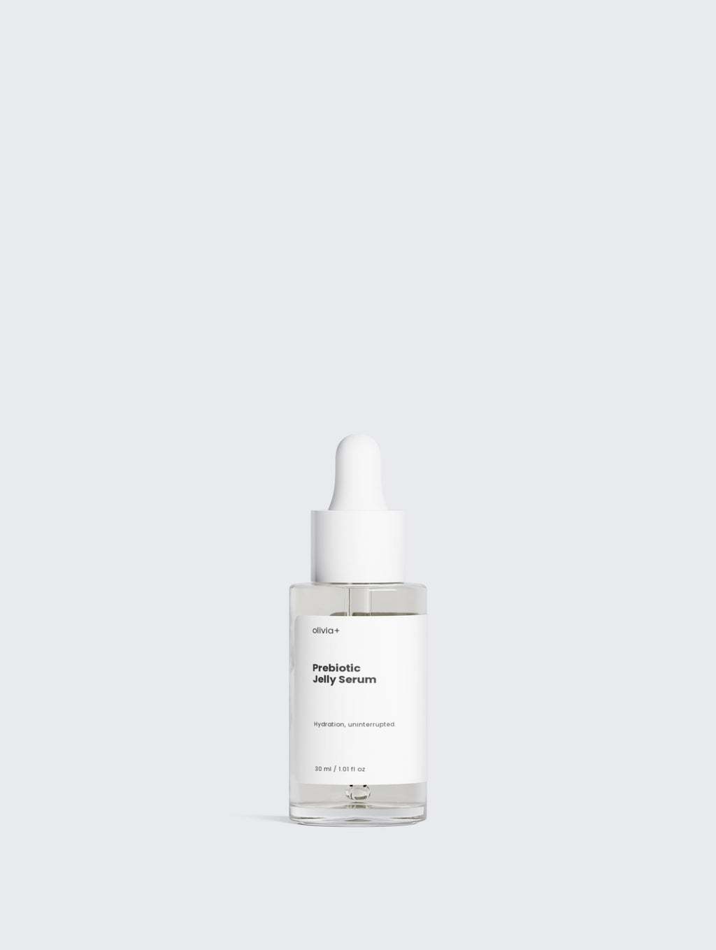 Skincare serum bottle with dropper on a light gray background