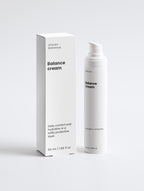 Balance cream packaging with box on a white background