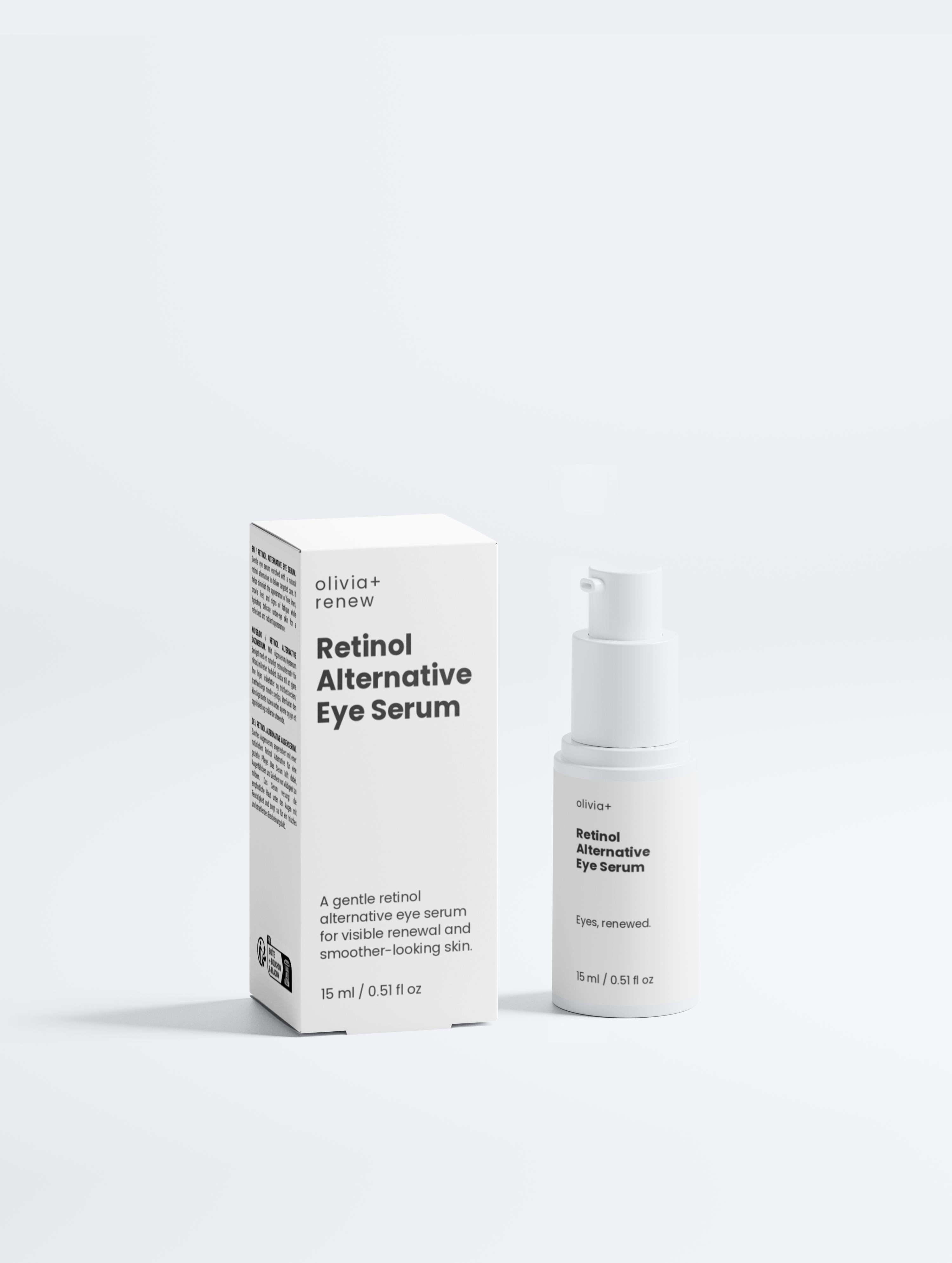 Retinol Alternative Eye Serum packaging with box on a white background