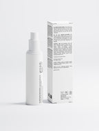 White skincare bottle and box on a light gray background